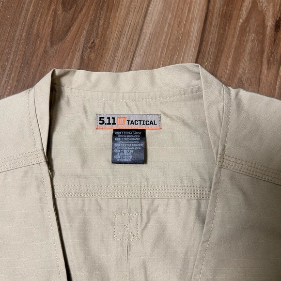 5.11 Tactical Fast-Tac Vest khaki beige size 2XL zip pockets ripstop ems XXL - Picture 7 of 9